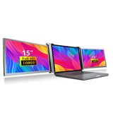 Dual Portable Triple Fold 1080P IPS FHD Monitor Screen Extender For Laptop 13.3" Black